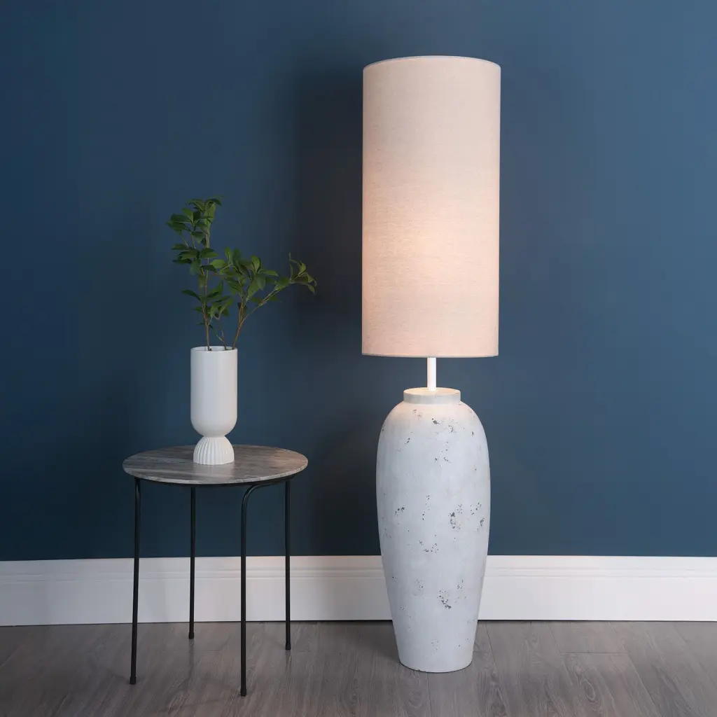 Roetta White & Grey Floor Lamp C/W Shade