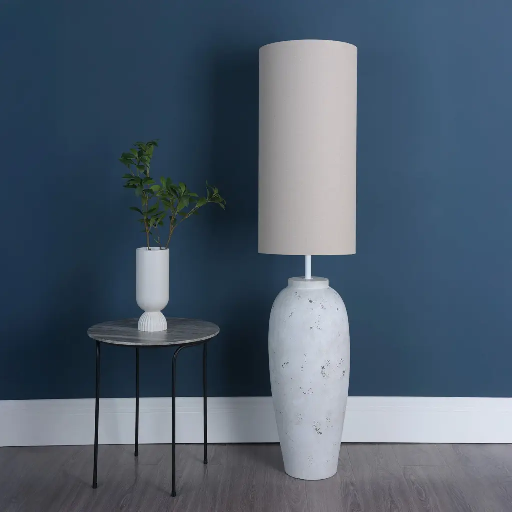 Roetta White & Grey Floor Lamp C/W Shade