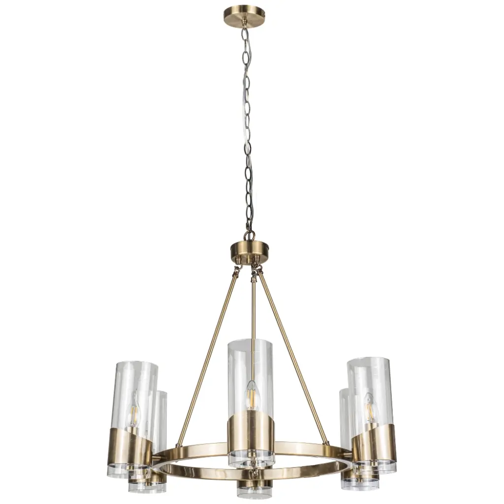 Rossa 6 Light Antique Brass Pendant