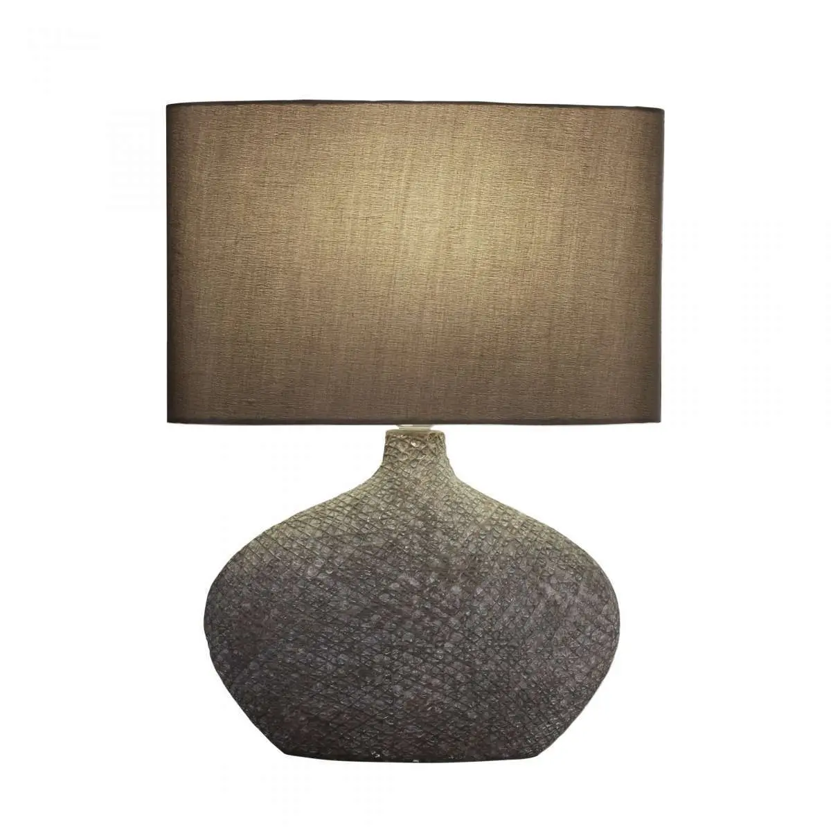 Ceramic Table Lamp Brown Matt Base With Brown Oval Drum Shade