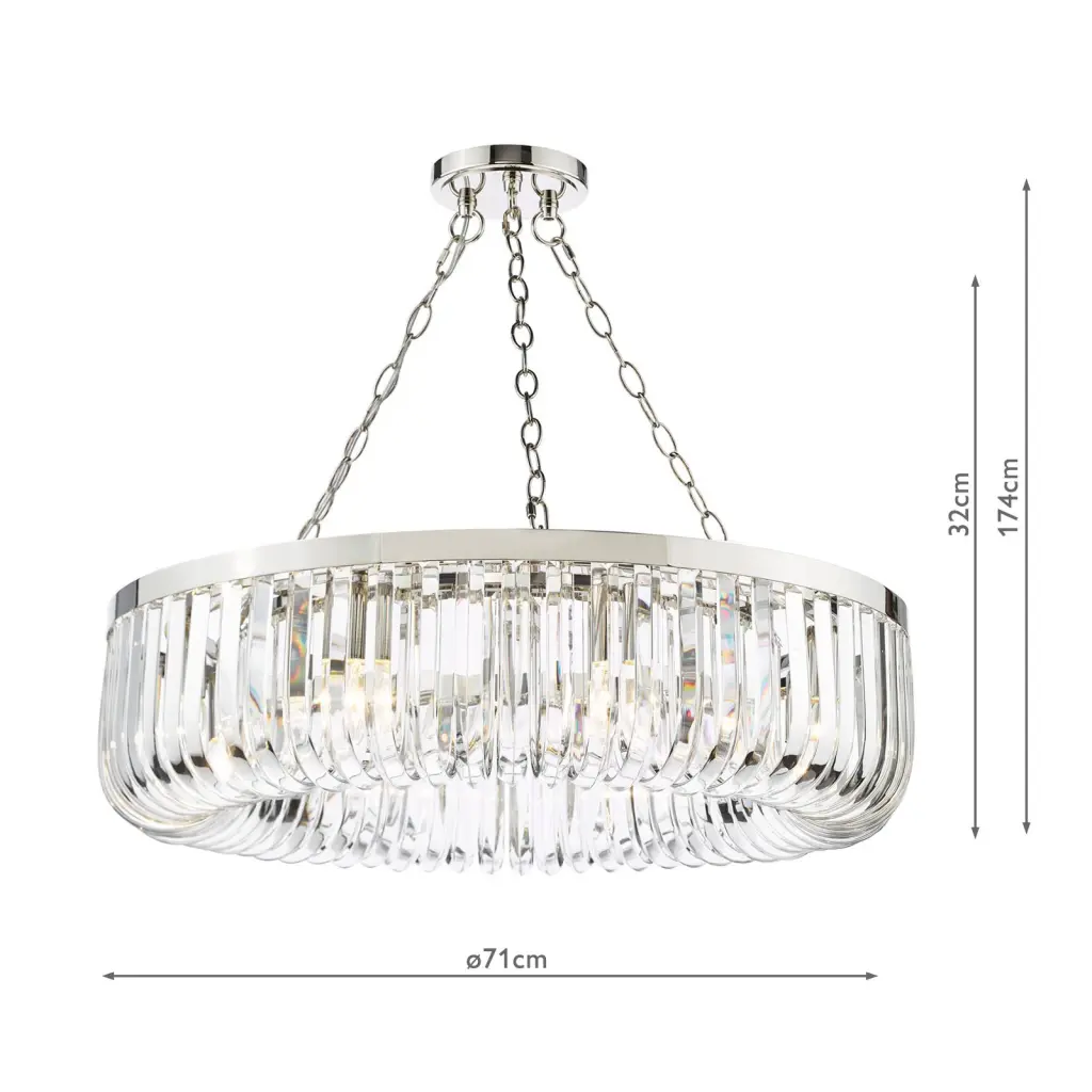 Sigourney 8 Light Polished Nickel Crystal Chandelier