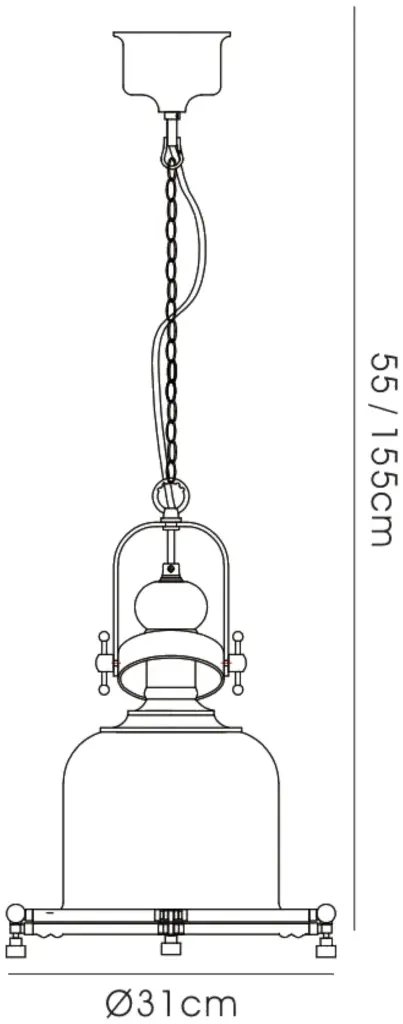 Riley Small Bell Pendant in Antique Brass & Cognac Glass
