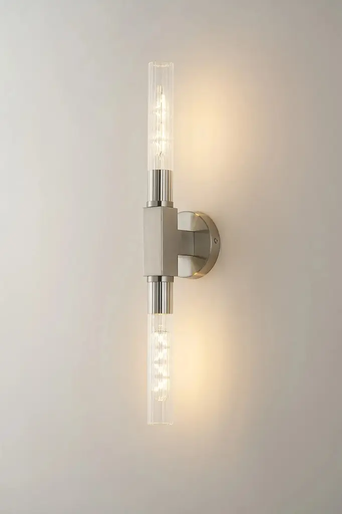 Dee Double Satin Nickel Bathroom Light Wall or Ceiling IP44