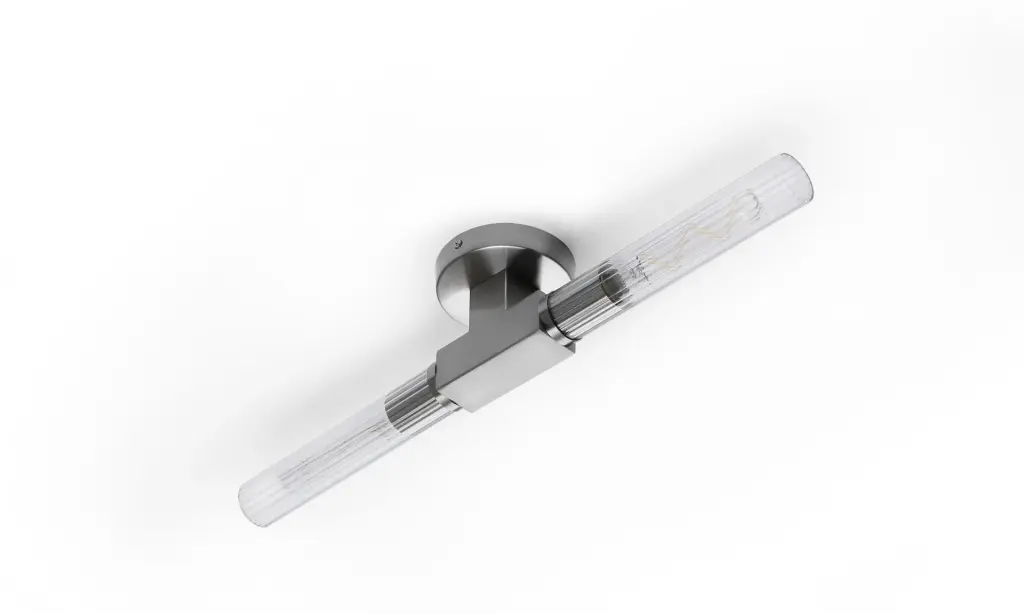 Dee Double Satin Nickel Bathroom Light Wall or Ceiling IP44
