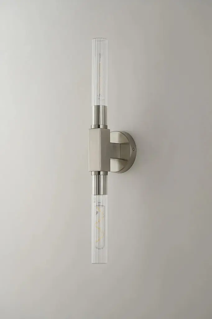 Dee Double Satin Nickel Bathroom Light Wall or Ceiling IP44