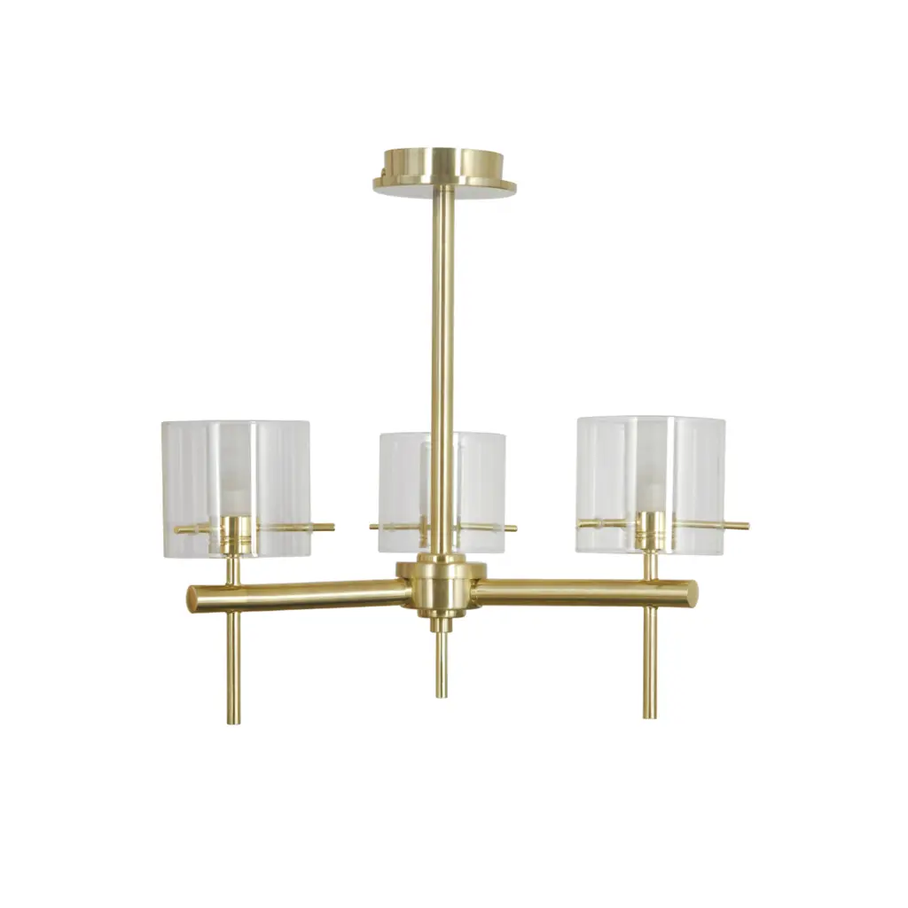 Gene 3 Light Semi Flush Fitting in Satin Brass IP44