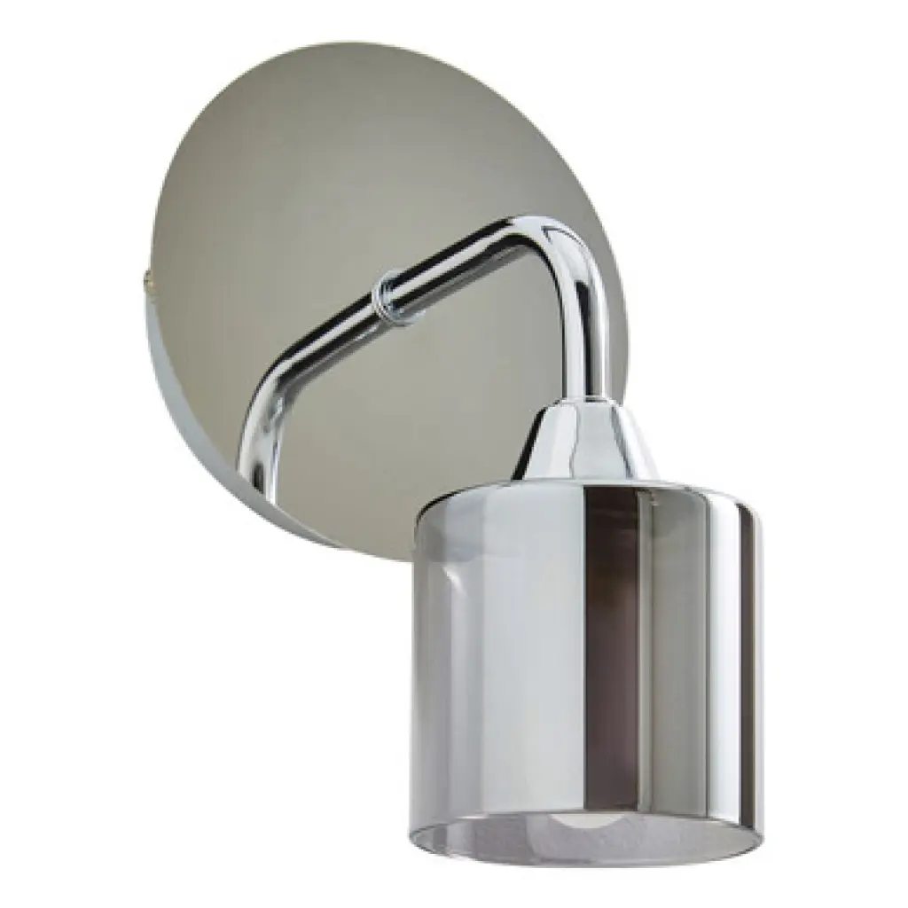 Patras Wall Light in Chrome & Smoked Glass IP44