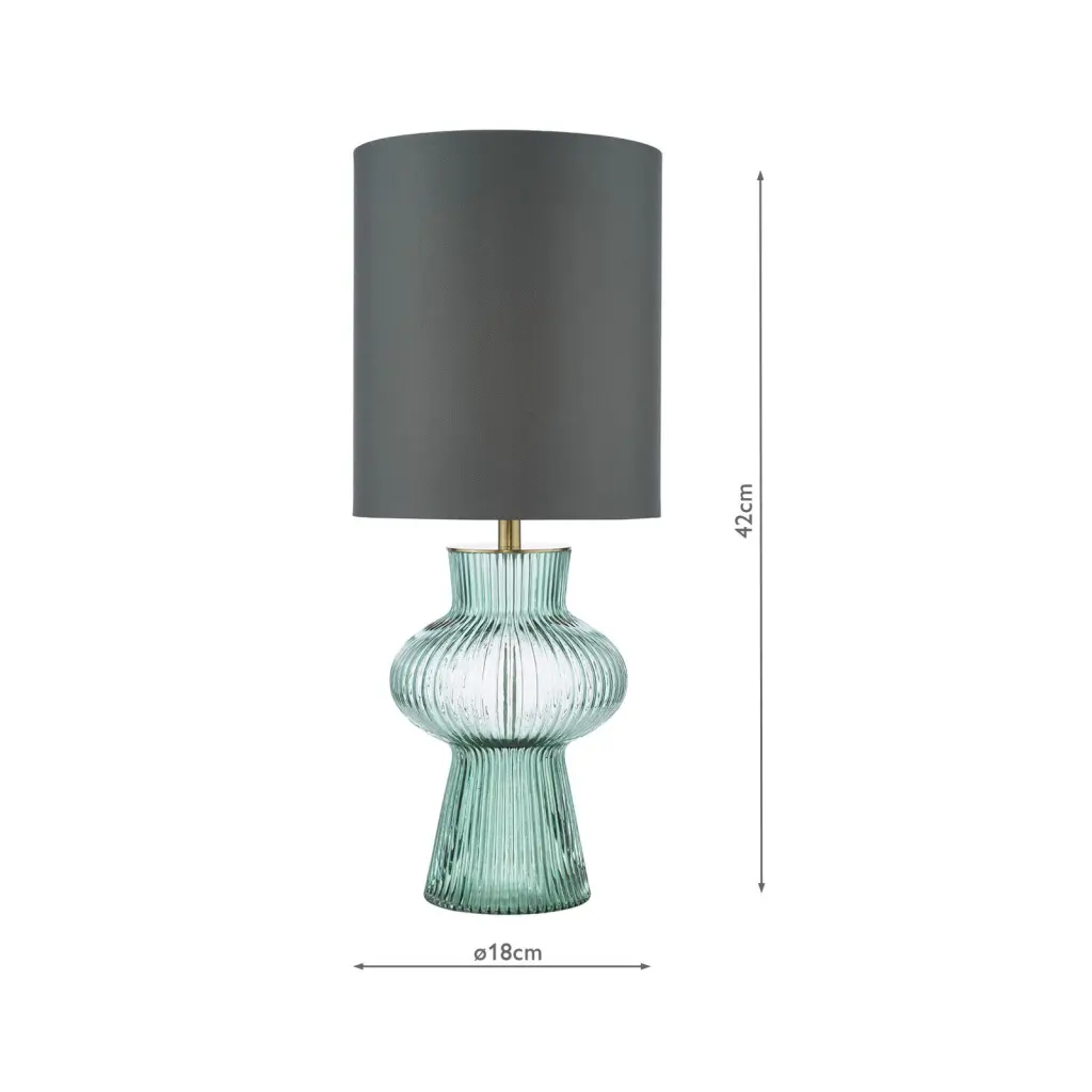 Suelita Green Glass Table Lamp C/W Shade