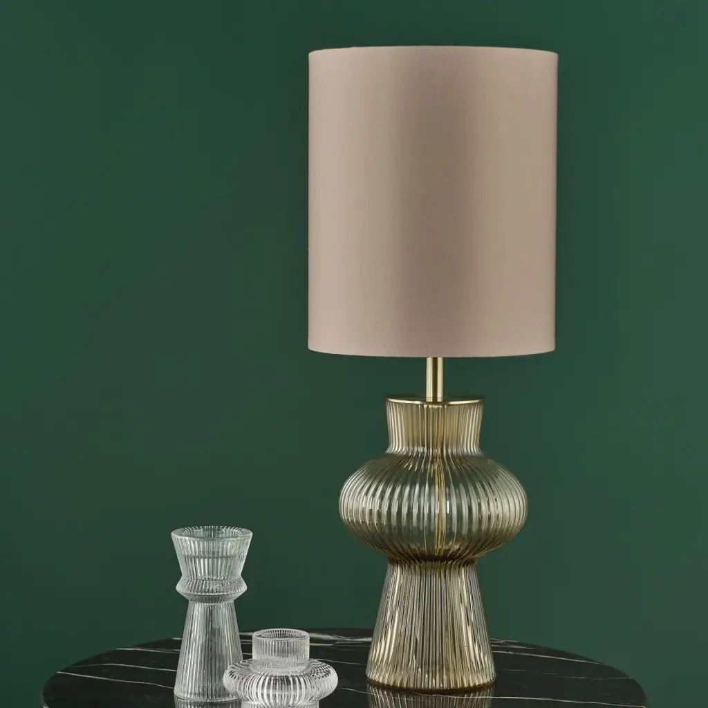 Suelita Brown Glass Table Lamp C/W Shade
