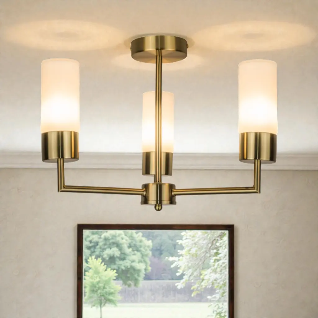 Talia 3 Light Satin Brass Semi Flush Fitting