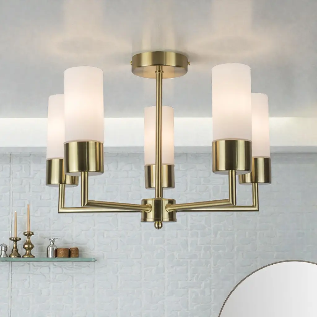 Talia 5 Light Satin Brass Semi Flush Fitting