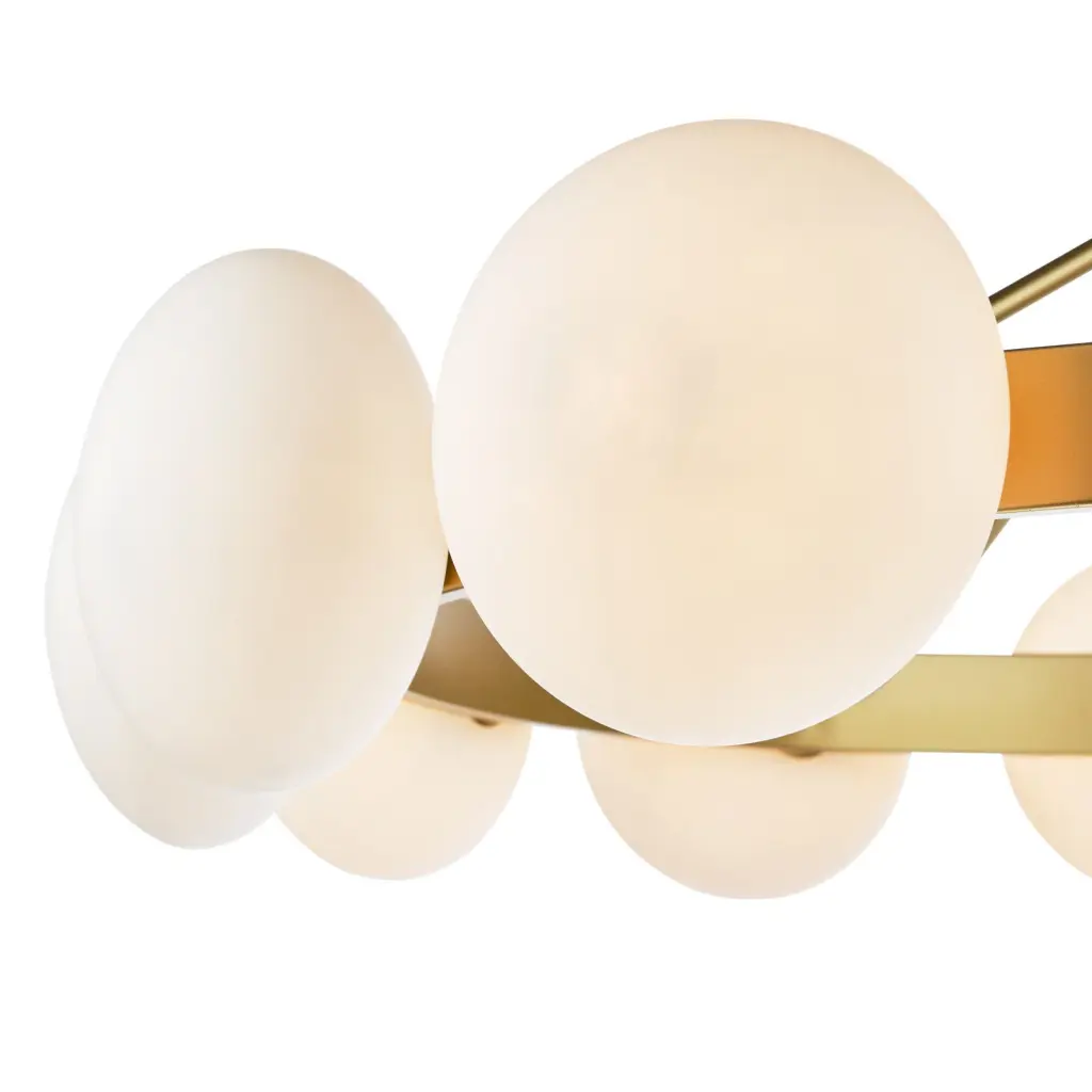 Tauri 12 Light Gold & Opal Glass Pendant