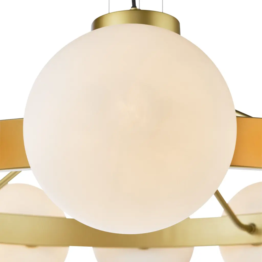 Tauri 12 Light Gold & Opal Glass Pendant