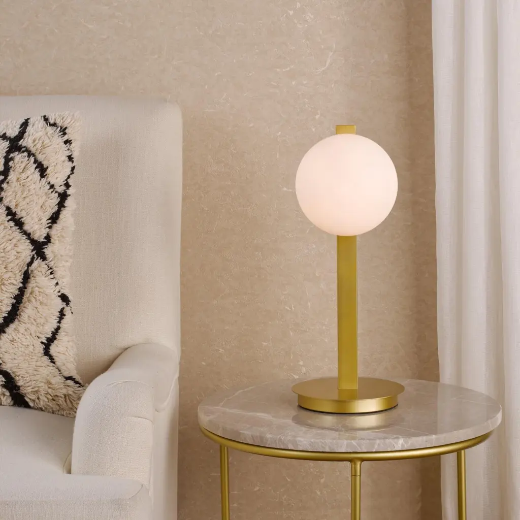 Tauri Gold & Opal Glass Table Lamp