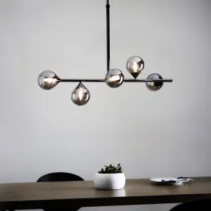 Eve Black Linear Pendant C/W Smoked Shades