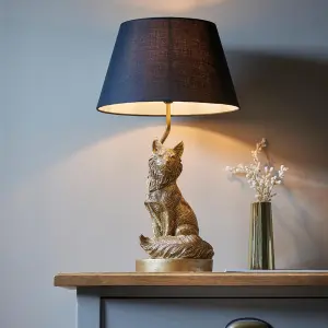 Fox Table Lamp in Gold C/W Black Shade