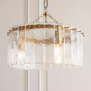Karine 3 Light Pendant with Textured Glass