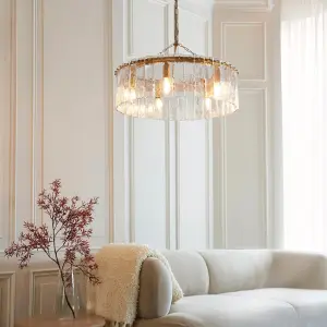 Karine 5 Light Pendant with Textured Glass
