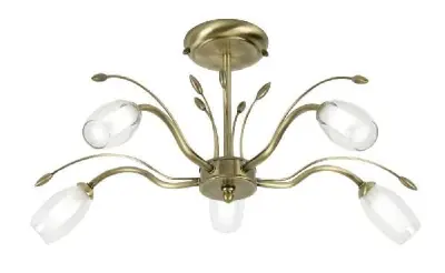 Antique brass fitting with dual glass shades