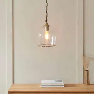 Ashcroft Single Brass Pendant with Clear Glass Shade
