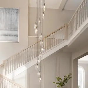 Millie Polished Nickel 13 Light Pendant with Clear Glass Shades