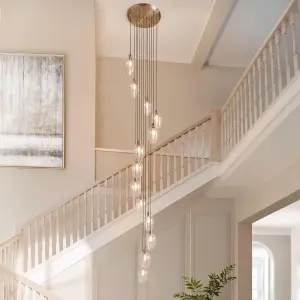 Millie Antique Brass 13 Light Pendant with Clear Glass Shades