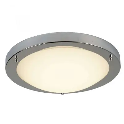 12W LED Flush Satin Silver Fitting with Opal Glass