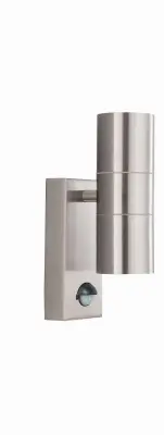 2-Light Stainless Steel Up/Down Outdoor Wall Light With Sensor
