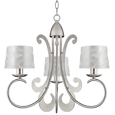 3 Light Silver Leaf Ceiling Light with Shades