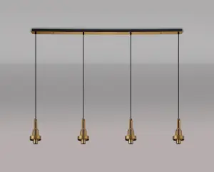 Meel 4 Light Brass Gold Bar Pendant