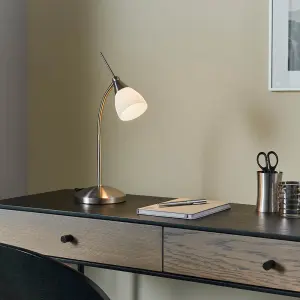 Satin Chrome Touch Lamp with Flexi Arm