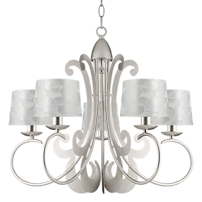 5-Light Silver Leaf Ceiling Light Fitting with Shade | Online Lighting Shop