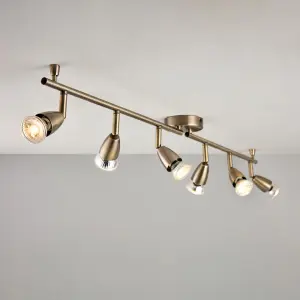 Amalfi 6 Light Spotlight Bar in Antique Brass