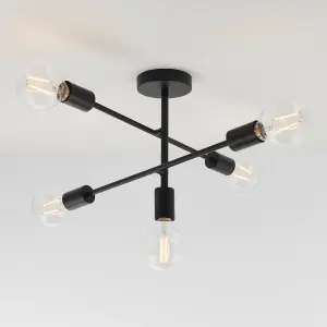 Studio 5 Light Semi Flush Fitting in Matt Black