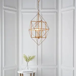 Fred 4 Light Gold Leaf Framed Pendant