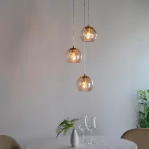 Dimple 3 Light Satin Brass Pendant