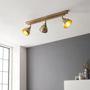 Wyatt 3 Light Spotlight Bar in Antique Brass