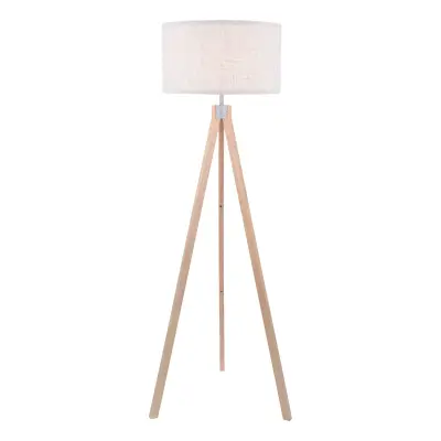 Armitage Light Wood Tripod Floor Lamp C/W Shade