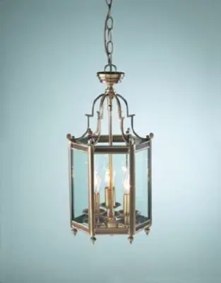 3-light antique brass dual mount   glass lantern