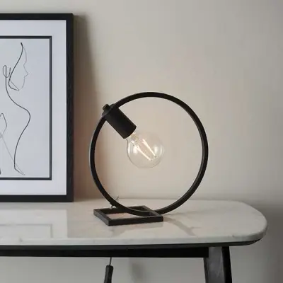 A Circle Shape Table Lamp in Matt Black