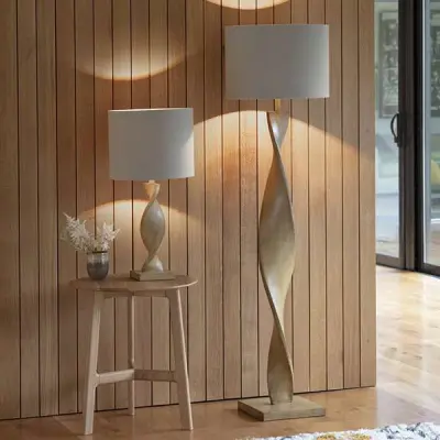 Abia Wooden Floor Lamp C/W Shade
