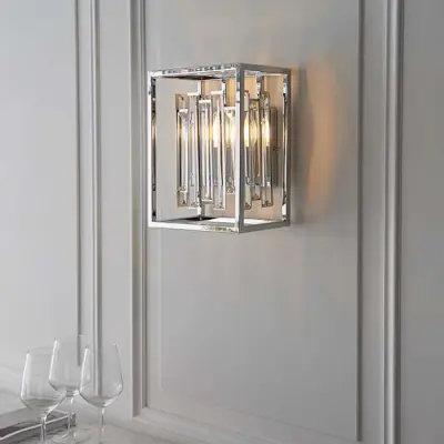 Acadia Wall Light in Chrome with Clear Crystal Rods