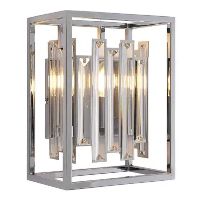 Acadia Wall Light in Chrome with Clear Crystal Rods