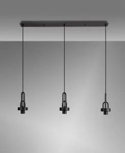 Meel 3 Light Matt Black Bar Pendant