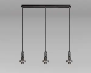 Meel 3 Light Aged Pewter Bar Pendant