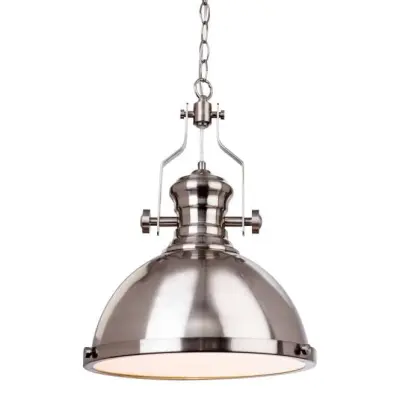 Albion Single Light Ceiling Pendant In Brushed Steel Finish