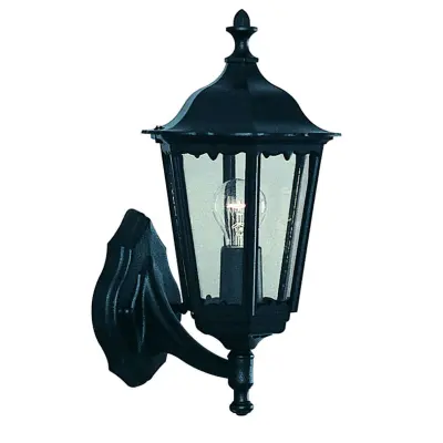 Alex Ip44 Black Outdoor Wall Light With Clear Glass