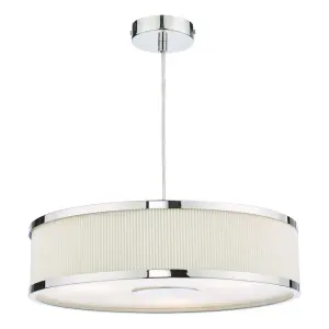 Alvaro 3 Light Pendant in Polished Chrome with Ivory Detail