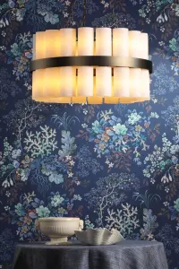 Anais 36 Light Pendant Opal Glass and Antique Brass