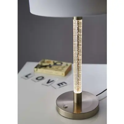 Andromeda Table Lamp in Satin Chrome with Bubble Effect